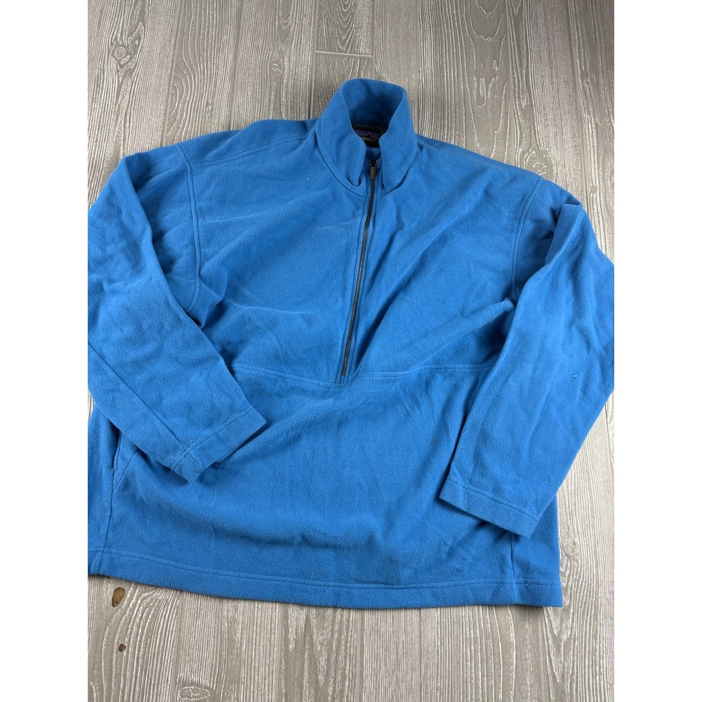 Patagonia Mens XL Blue Micro D-Luxe Fleece Pullover Sweater 1/4 Zip Made in USA